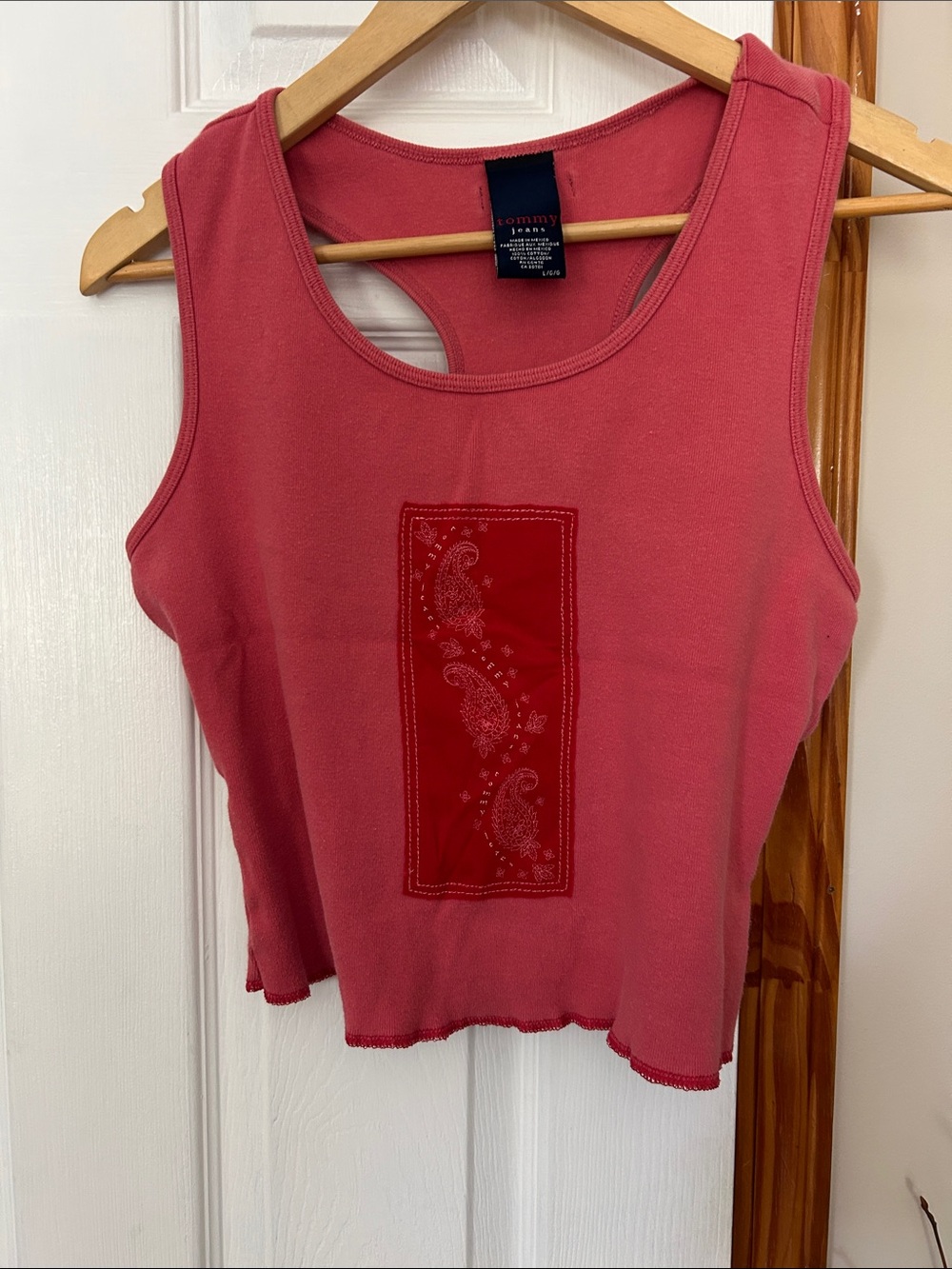 Tommy Jeans Rose Pink Tank with Red Paisley Panel